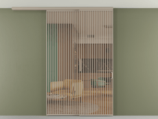 Перегородка Формато вдоль стены на потолок 2 створки с синхронным механизмом