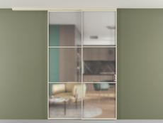 Перегородка Формато вдоль стены на потолок 2 створки с синхронным механизмом