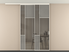 Перегородка Мозаик вдоль стены на потолок 2 створки с синхронным механизмом