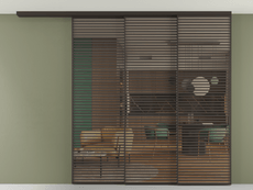 Перегородка Формато вдоль стены на потолок 3 створки с синхронным механизмом