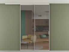 Перегородка Formato вдоль стены на потолок 2 створки с синхронным механизмом