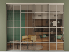 Перегородка Formato внутри проёма 4 створки с синхронным механизмом