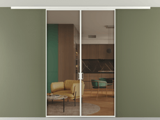 Перегородка Формато вдоль стены на потолок 2 створки