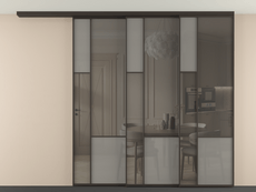 Перегородка Мозаик вдоль стены на потолок 3 створки с синхронным механизмом