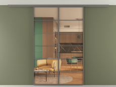 Перегородка Формато вдоль стены на потолок 2 створки