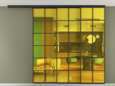 Перегородка Формато вдоль стены на потолок 3 створки с синхронным механизмом