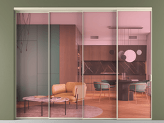 Перегородка Formato внутри проёма 4 створки с синхронным механизмом