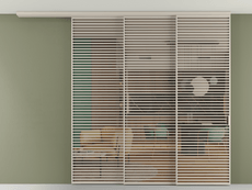 Перегородка Формато вдоль стены на потолок 3 створки с синхронным механизмом