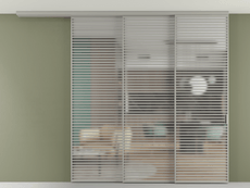 Перегородка Формато вдоль стены на потолок 3 створки с синхронным механизмом