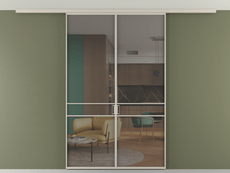 Перегородка Formato вдоль стены на потолок 2 створки