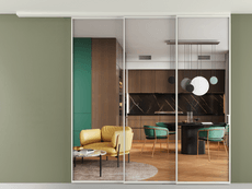 Перегородка Формато вдоль стены на потолок 3 створки с синхронным механизмом