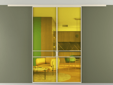 Перегородка Formato вдоль стены на потолок двустворчатая