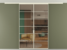 Перегородка Формато вдоль стены на потолок 2 створки