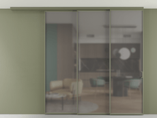 Перегородка Формато вдоль стены на потолок 3 створки с синхронным механизмом