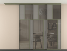 Перегородка Мозаик вдоль стены на потолок 3 створки с синхронным механизмом