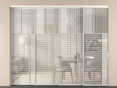 Перегородка Мозаик внутри проёма 4 створки с синхронным механизмом