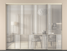 Перегородка Мозаик внутри проёма 4 створки с синхронным механизмом