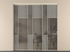 Перегородка Мозаик внутри проёма 3 створки с синхронным механизмом