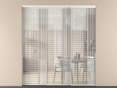 Перегородка Мозаик внутри проёма 3 створки с синхронным механизмом