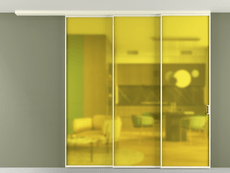 Перегородка Формато вдоль стены на потолок 3 створки с синхронным механизмом