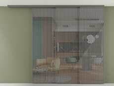 Перегородка Формато вдоль стены на потолок 3 створки с синхронным механизмом