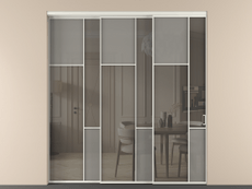 Перегородка Mosaic внутри проёма 3 створки с синхронным механизмом