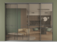 Перегородка Формато внутри проёма 4 створки с синхронным механизмом