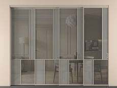 Перегородка Мозаик внутри проёма 4 створки с синхронным механизмом