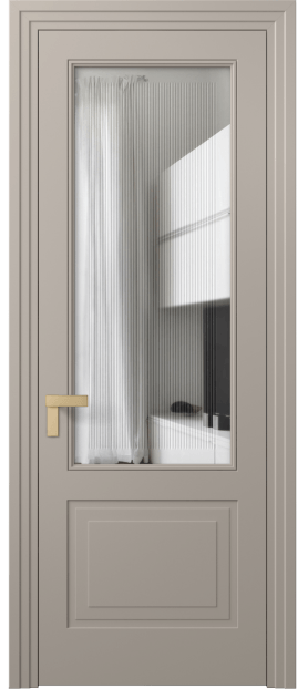 Дверь межкомнатная 8352 МБСК Прозрачное стекло с гравировкой Rocca. Цвет Матовый бисквитный. Материал Гладкая эмаль. Коллекция Rocca. Картинка.