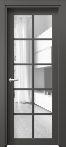 Дверь межкомнатная 2106 ПЭГФ Прозрачное стекло. Цвет ПЭТ графитовый. Материал ПЭТ. Коллекция Neo. Картинка.