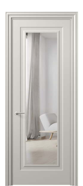 Дверь межкомнатная 8403 МОС Зеркало с одной стороны. Цвет Матовый облачно-серый. Материал Гладкая эмаль. Коллекция Mascot. Картинка.