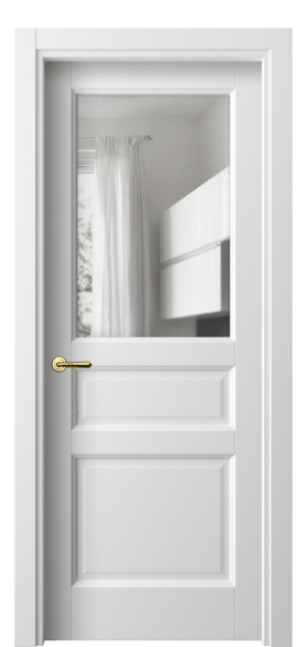 Дверь межкомнатная 1432 БШ Прозрачное стекло. Цвет Белый шёлк. Материал Ciplex ламинатин. Коллекция Galant. Картинка.