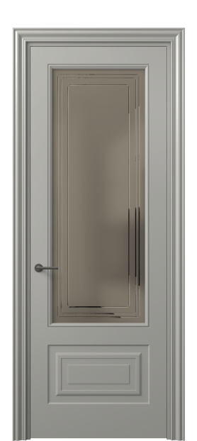 Дверь межкомнатная 8442 МНСР Бронза сатин с гравировкой. Цвет Матовый нейтральный серый. Материал Гладкая эмаль. Коллекция Mascot. Картинка.